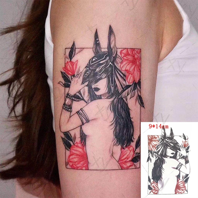 Temporary Tattoo Devil Mask Japanese Geisha Ukiyo-e Gril Body Art Water Transfer Fake Tatoo Flash Tatto Sticker for Men Women