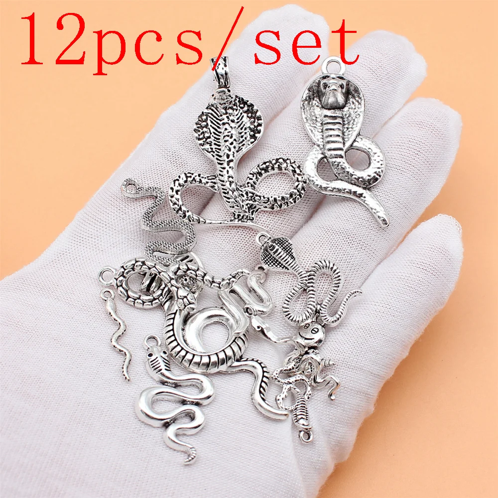 

Bulk Cute Items Accessories For Jewelry Snake Charms 12pcs/set