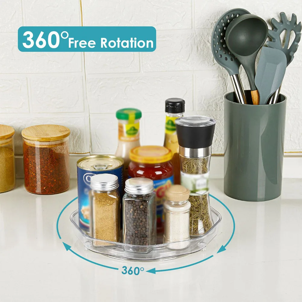 

Toiletries Tray Space Saving 360° Rotating Cosmetics Storage Supplies Convenient Seasoning Jars Bathroom And Kitchen Rack