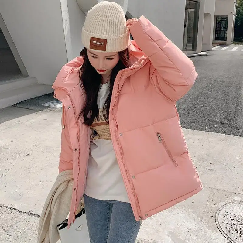 Winter Mid-length Hooded Jackets Outwear Coat Women Warm Parka Thicken Outwear Casual Jackets Cotton Padded Windbreaker S44