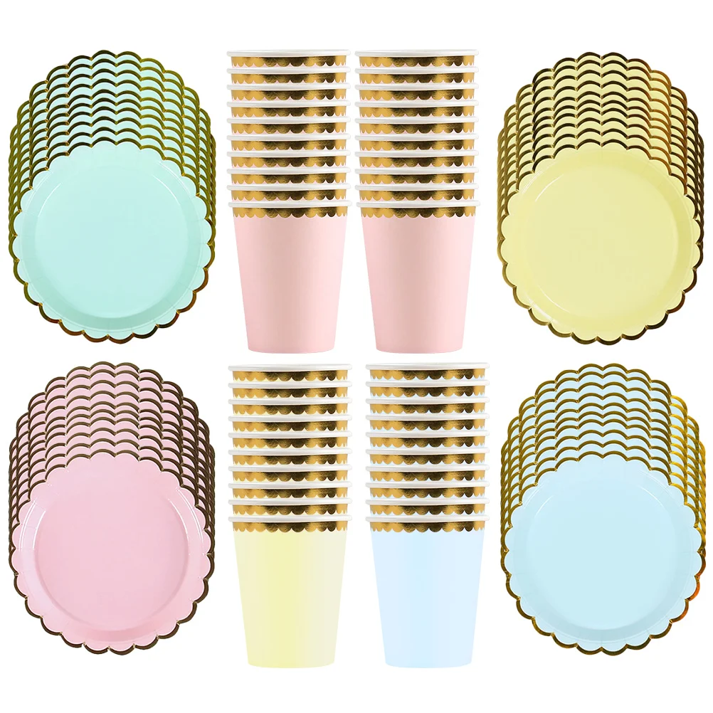

Paper Disposable Plates Cups Party Tableware Birthday Wedding Dessert Dinnerware Bridal Shower Holiday