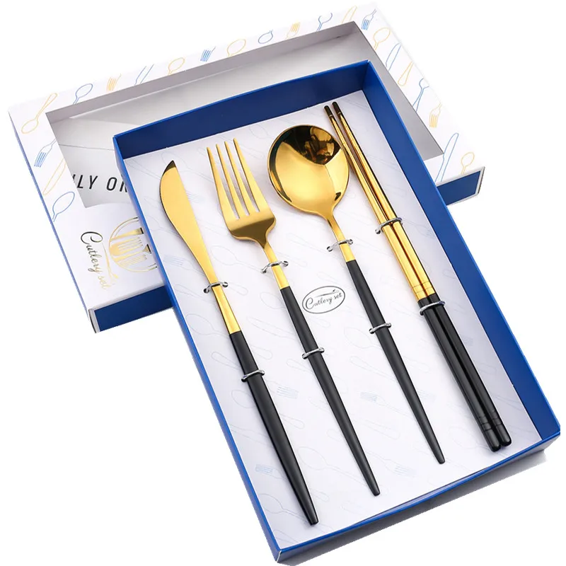 4 шт. Столовое серебро из нержавеющей стали набор столовых приборов нож для