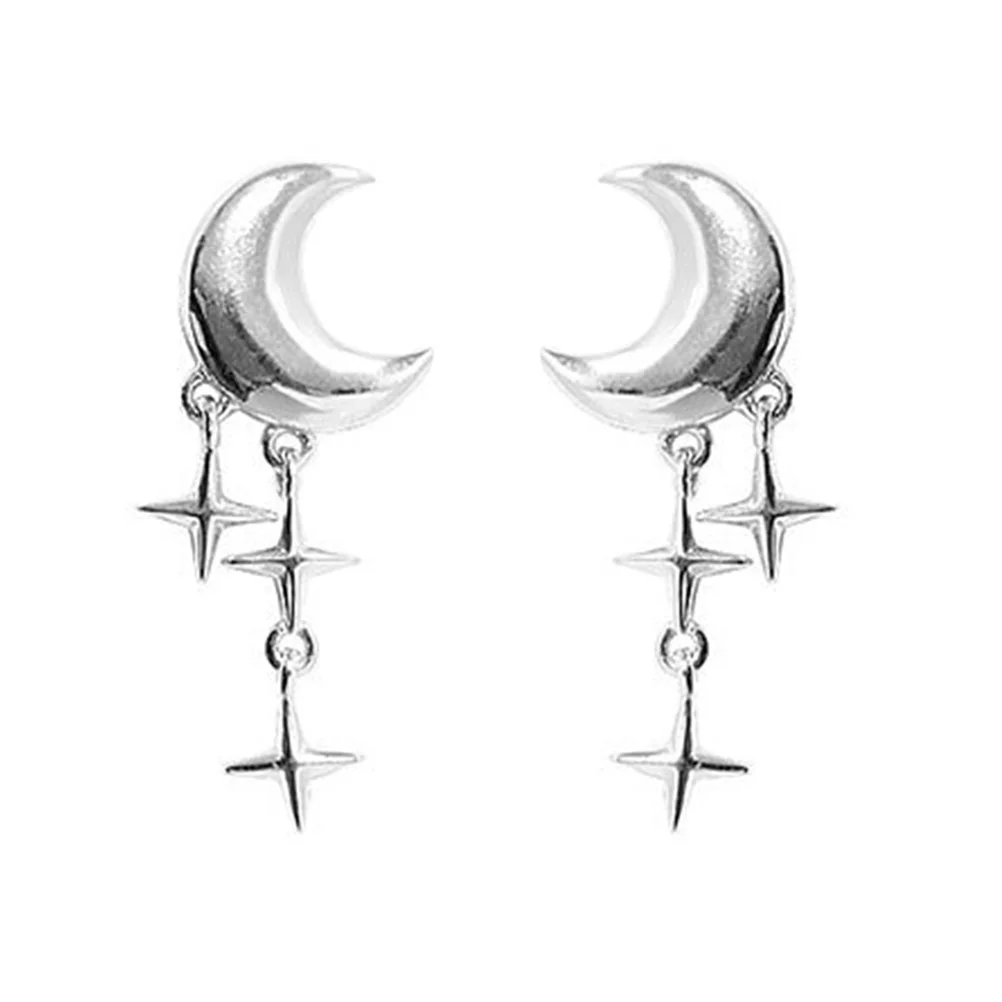 

1 Pair Moon Earrings Dangle Drop Earrings Star Tassels Jewelry for Girls
