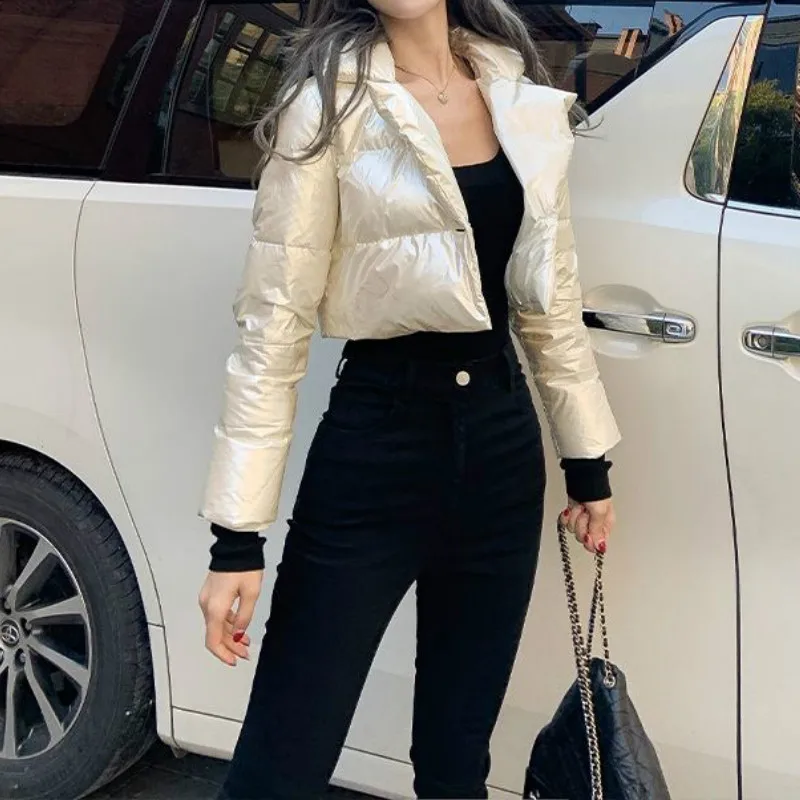 Bubble Jacket Ladies Parker Coat Jacket Pure Color Short New Fashion Polyester Clothing Short Streetwear Ladies Winter Jacket