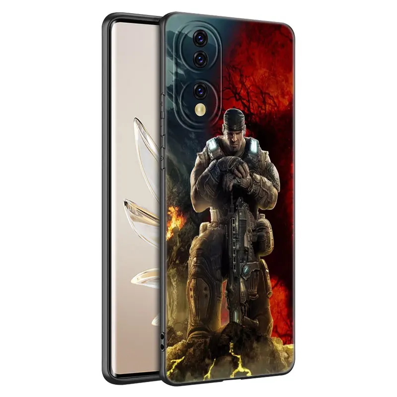 Черная силиконовая телефонная розетка Gears Of-Wars для Honor 70 90 Lite X40 GT X50 i X5 Plus X6A X6S X7A X8A