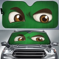 funny 3d green eyes print car interior protector universal car windshield sun shade for car foldable heat reflector car sunshade