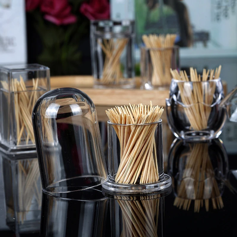 

Thickened acrylic toothpick box transparent toothpick bottle round storage box