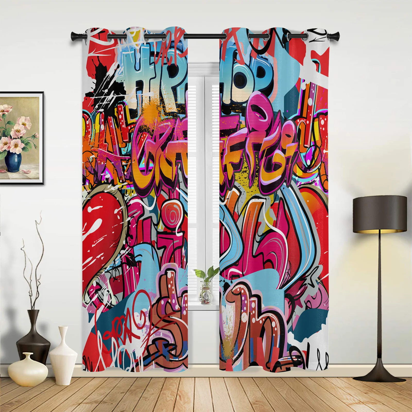 

Graffity Wall Colorful Curtains for Bedroom Living Room Drapes Kitchen Children's Room Window Curtain Modern Home Decor