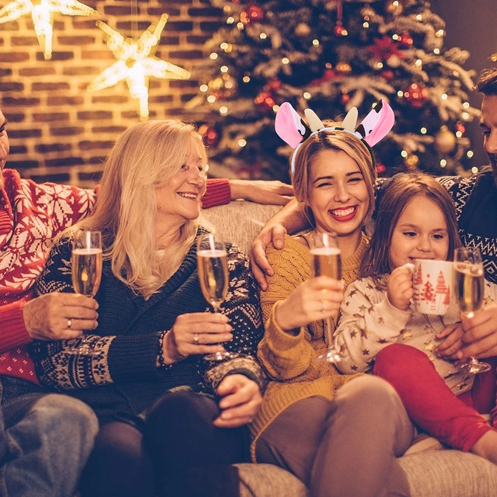 4 шт. повязка на голову для макияжа с мягкими животными коровьими ушками и рогами