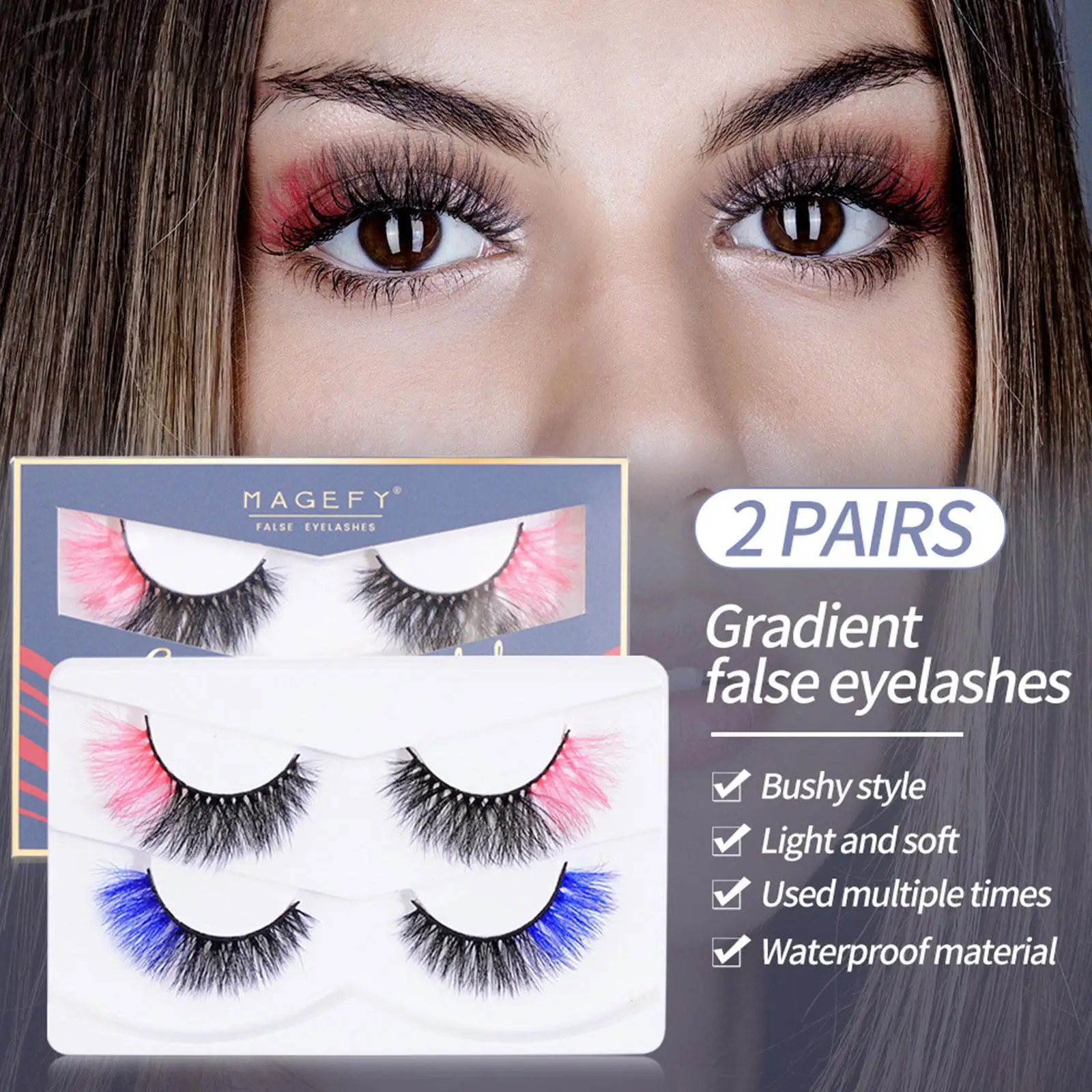 

2 Pairs Of Dense Color False Top Eyelashes Long Thick Natural Lashes Soft Makeup U5Y0