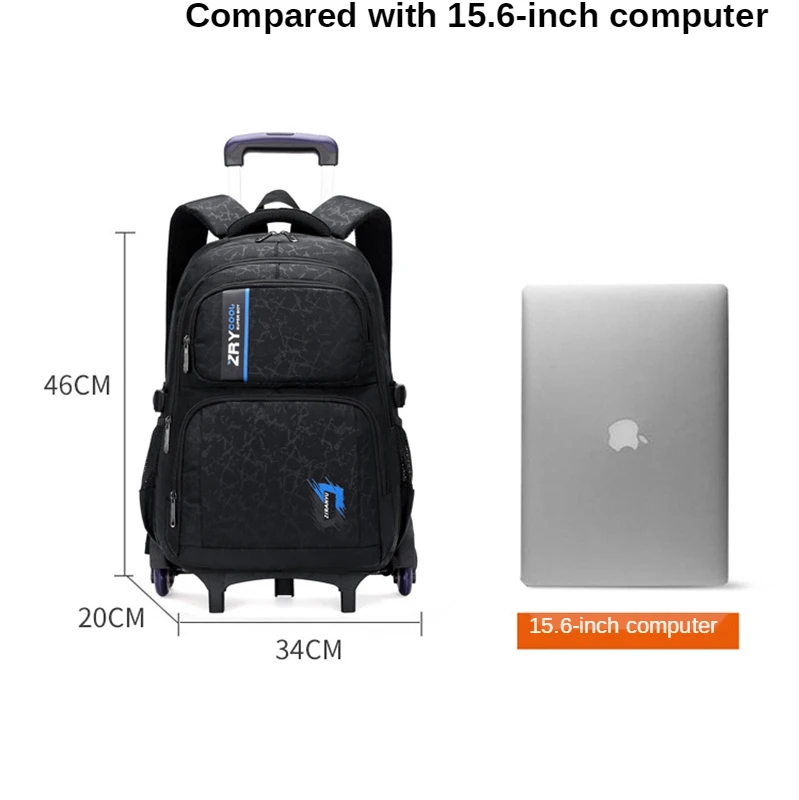 Grades 4-9 Kids Trolley Schoolbag with Wheels Waterproof Removable Children School Bags School Rolling Backpack Bags Mochilas