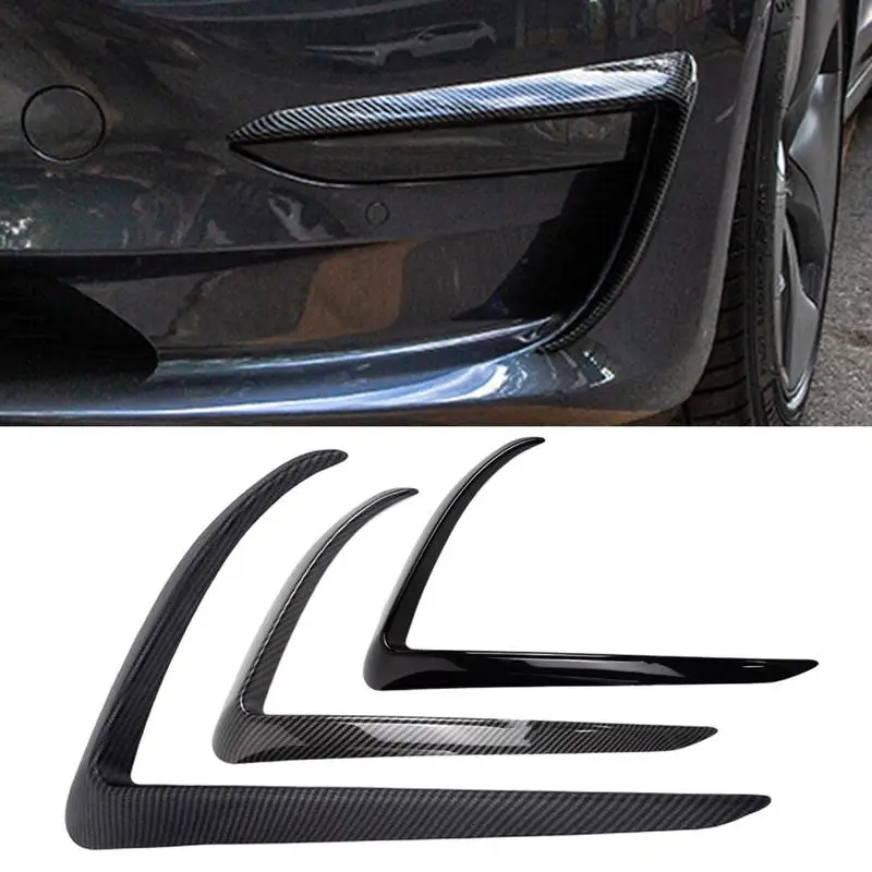 

New Car Front Blade Trim ForTesla Accessories ABS Black Wind Blade Bumper Cover Decoration For Accessories