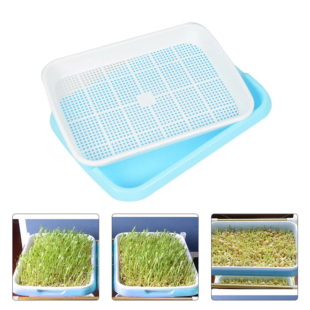 

Plastic Durable Sprouting Tray Double Layer Bean Sprouts Hydroponic Tray Seedling Tray Garden Nursery Pots 33cm*26cm*5cm