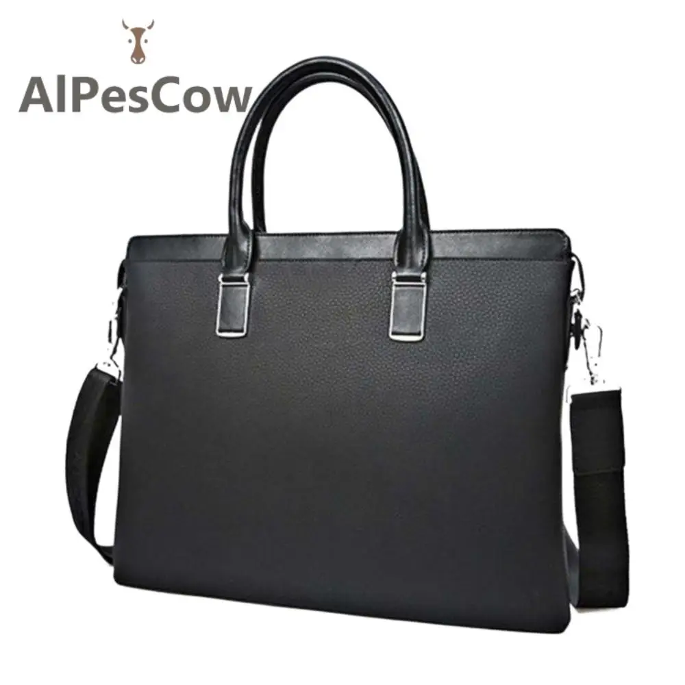 Office Bags 100% Alps Cowhide Laptop Bag Vintage Design Genuine Leather Tote Briefcase For Men Male Luxury Designe Handbag
