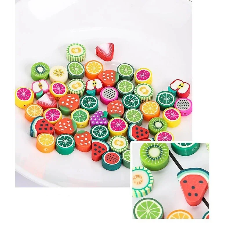 30/50 шт. 7-10 мм мягкие бусины из полимерной глины фруктовые смешанной