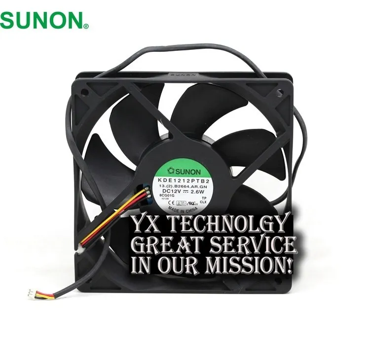 Трехстрочный предупреждающий охлаждающий вентилятор для SUNON KDE1212PTB2 12025 120 мм 12 В 2,6 Вт, 120*120*25 мм