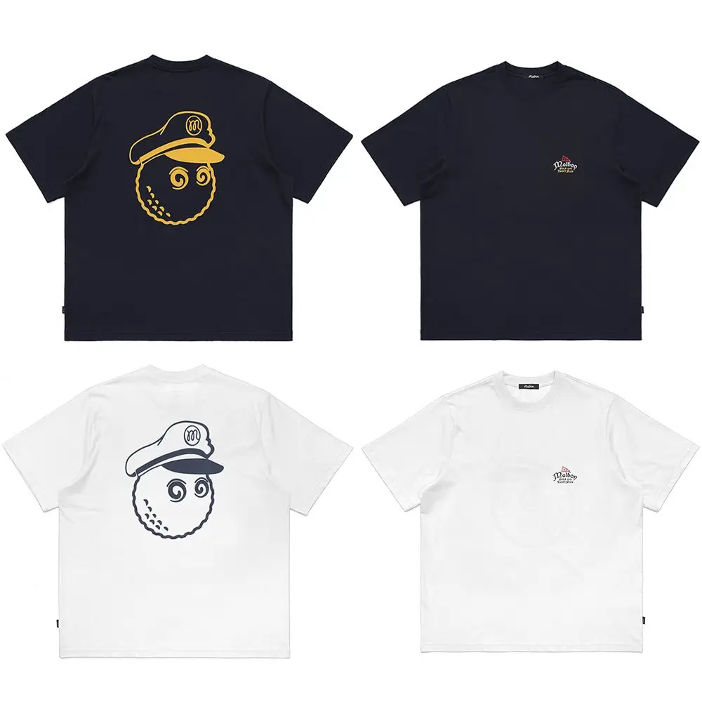 

2023 MALBON GOLF Pure Cotton Summer Short Sleeve T-shirt Breathable Sweatwicking Golf Clothing Unisex