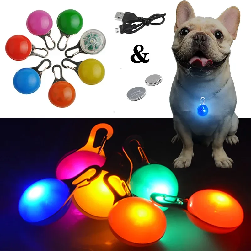 

USB Rechargeable Pet Dog LED Glowing Pendant LED Flash Lights Pet Leads Accessories Glow In The Dark Bright Necklace Dog Collar