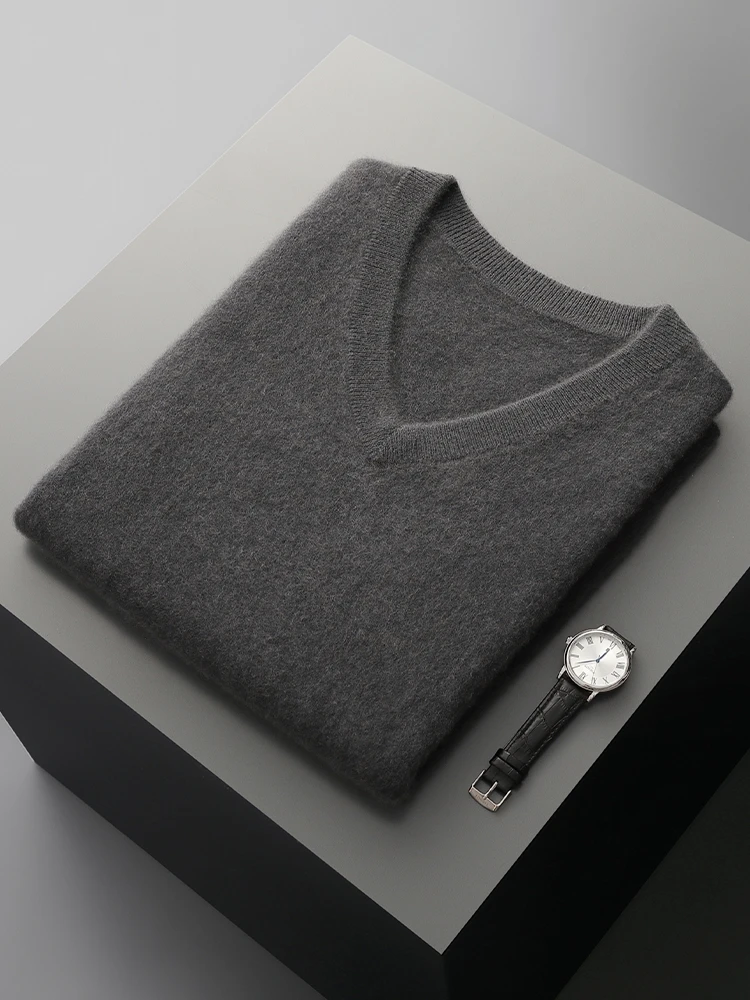 Мужской шерстяной жилет с V-образным вырезом осенне-зимний пуловер без рукавов