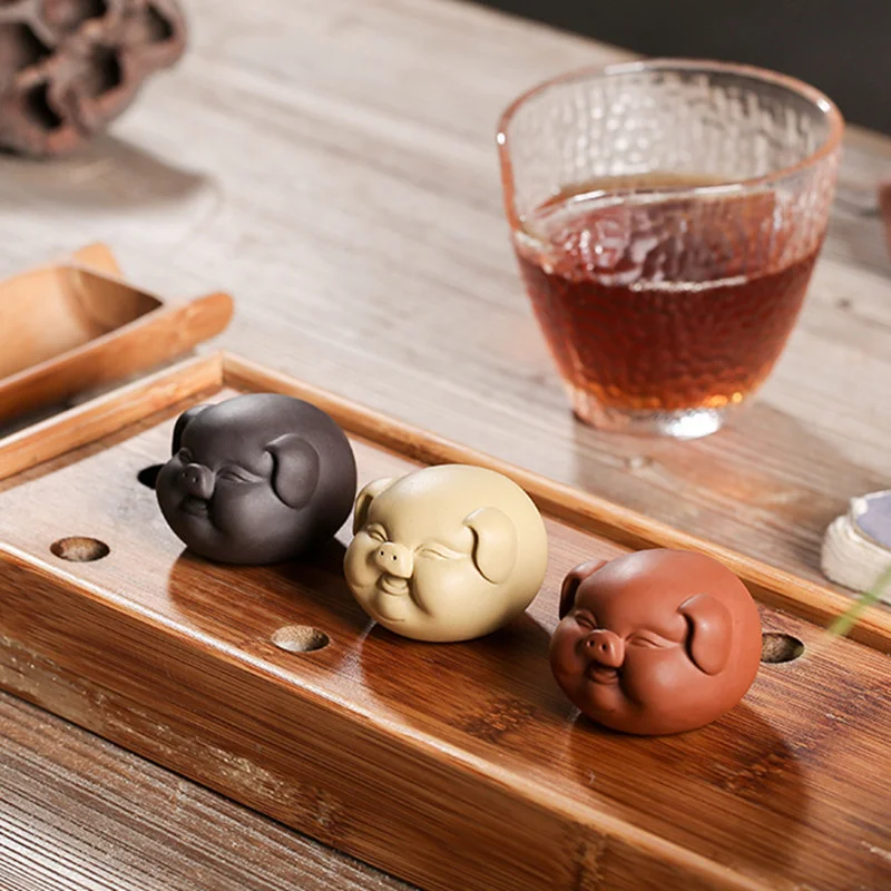 

Бутик Фиолетовый глиняный чай домашний Милая статуя свиньи чайная Статуэтка украшения ручной работы скульптура ремесла украшение для чайн...