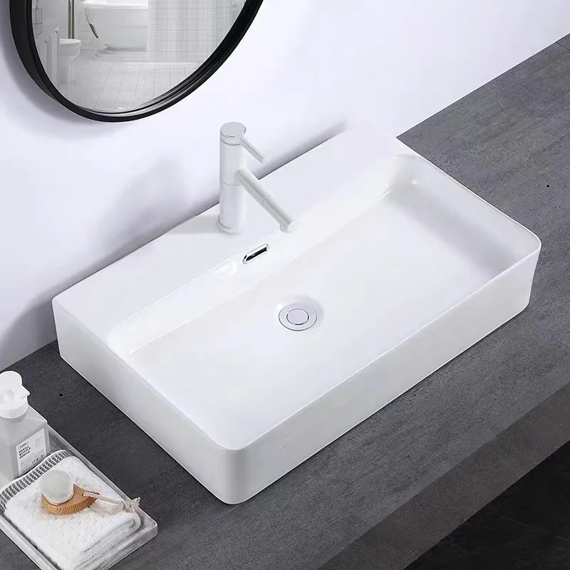 

Oval Minimalist Ceramic Basin Sinks Washbasin Rectangular Washbasin Bathroom Furniture Convenient Supplies Easy To Clean Modern