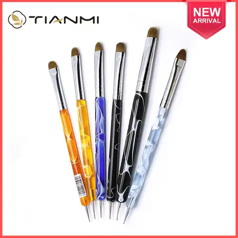 Вязальная ручка TIANMI для дизайна ногтей с двойным концом, акриловый лайнер для рисования, Цветочная Кисть стразы, УФ-гель для рисования, мани...