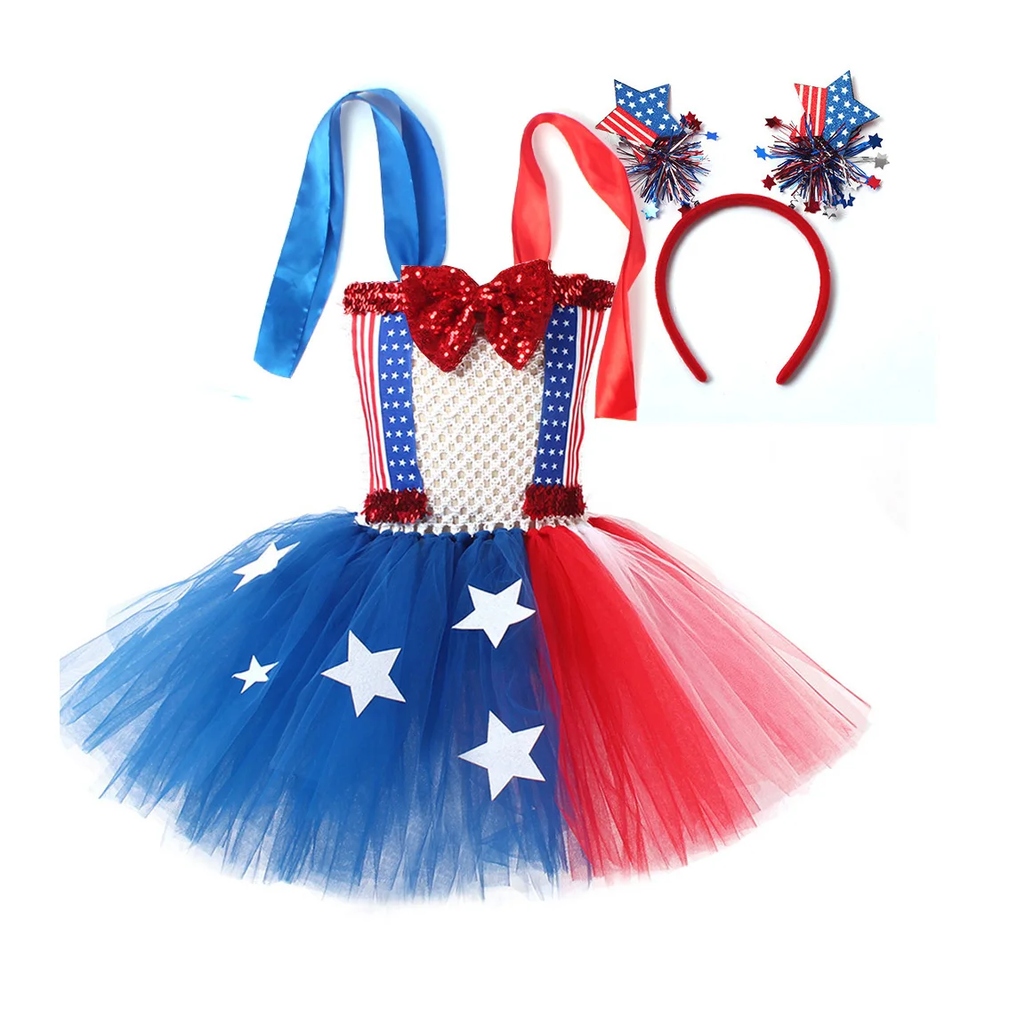 

4th of July Independence Day Patriotic Tutu Dress Miss America Girls Tulle Dresses Photoshoot Pageant Recital Vestidos Costume