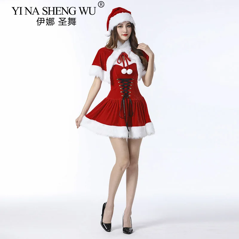 Сексуальное рождественское платье костюм Санта-Клауса рождественская вечеринка