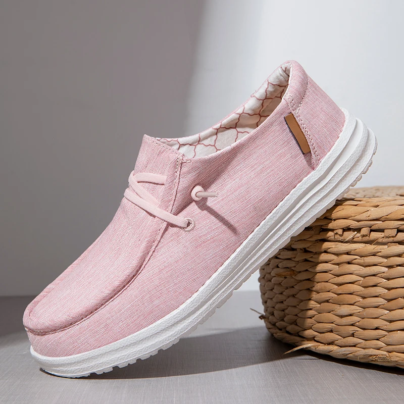 New Summer Women Canvas Shoes Fashion Breathable Flat Casual Shoes Ladies Slip on Zapatill Mujer Women Walking Vulcanize Shoes
