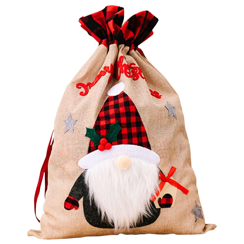 

Christmas Gift Drawstring Bagcandy Party Treat Fabric Wrapping Linen Pouch Jewelry Burlap Holiday Cotton Cloth Storage Favors
