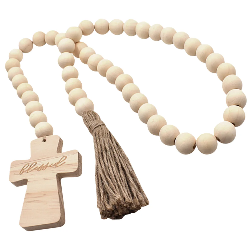 Цвет бревна крест подвесная веревка цветочная гирлянда деревянные бусины