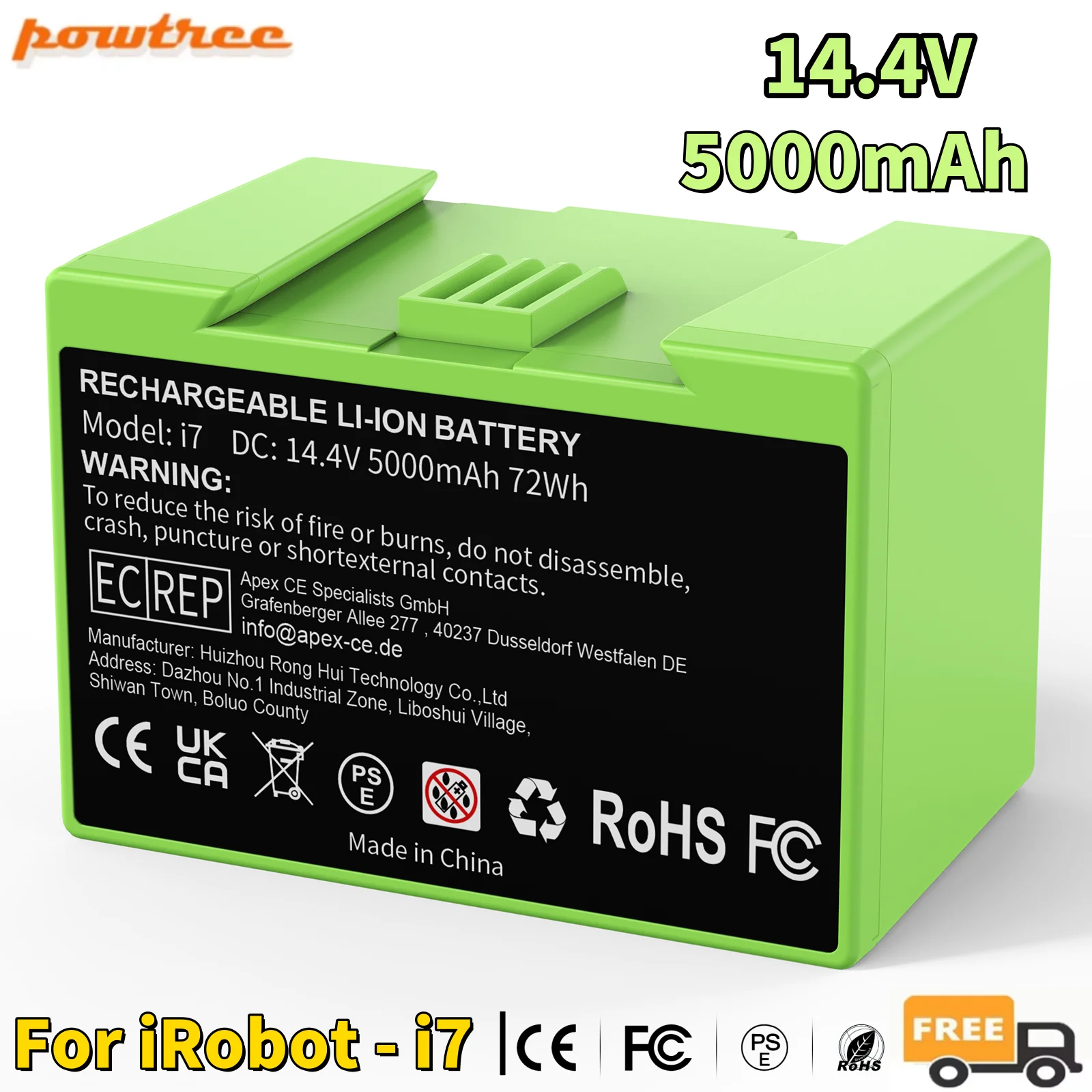 Фото Замена аккумулятора i7 14,4 В, 5000 мАч для iRobot Roomba e и i Series i7+ e5 7150 7550 i3 3150 i3+ 3550 i4 4150 i4+ 4624864 ﻿ №1