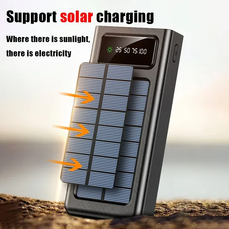 Фото Xiaomi Solar Power Bank 200000 mah Встроенный 4-кабельный портативный сверхбыстрый зарядный аккумулятор высокой емкости для Iphone Xiaomi Samsung №2