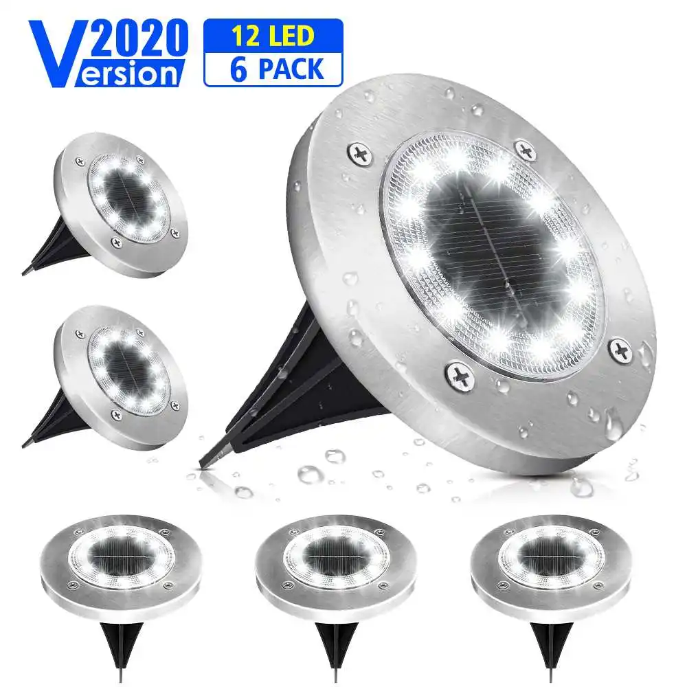 

6PCS LED Solar Path Light 12 LED Solar Power Buried Lights Ground Lamp Outdoor Path Way Garden Decking Underground Lamps