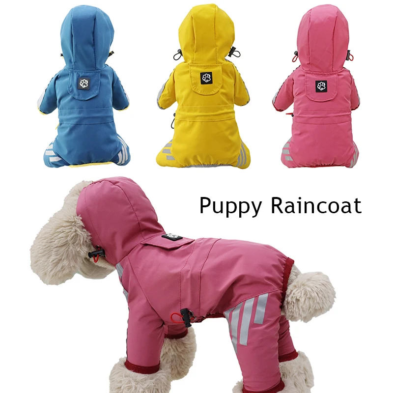 

Воздухопроницаемый мягкий дождевик для собак, одежда для домашних животных, сетка для кошек, с капюшоном для собак, светоотражающая водонепроницаемая куртка для маленьких щенков, дождевик для собак