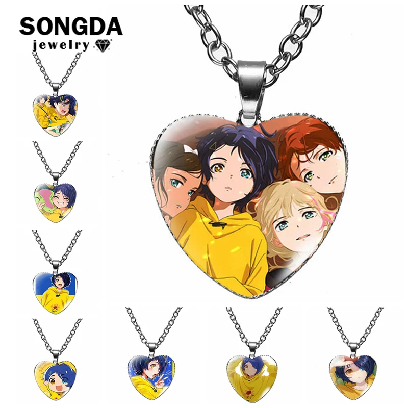 

Anime Wonder Egg Priority Ohto Ai Necklace Cartoon Figures Cosplay Glass Heart Pendant Handmade Boy Girl Otaku Jewelry Wholesale