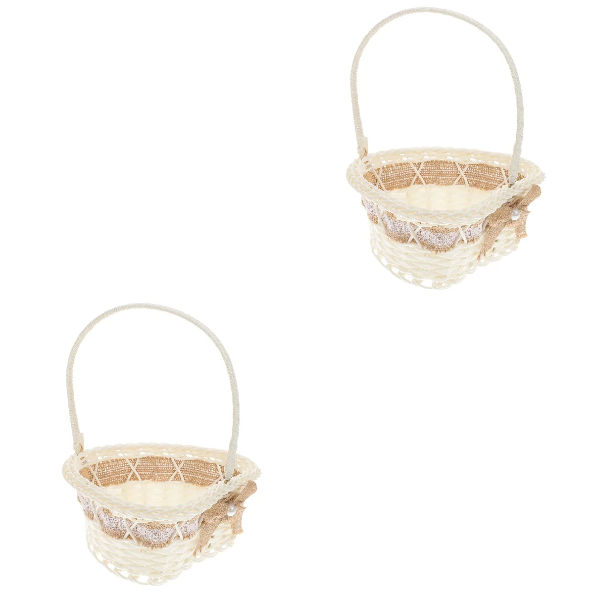 

2pcs Wedding Flower Basket Heart Shape Snack Basket Bride Portable Petal Basket