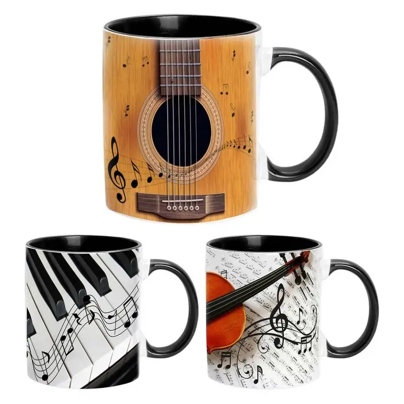 

Music Themed Coffee Mugs Guitars Piano Violin 350ml Ceramic Mug Portable Coffee Travel Mug Coffee Cups Desk Decor Gift Mugs
