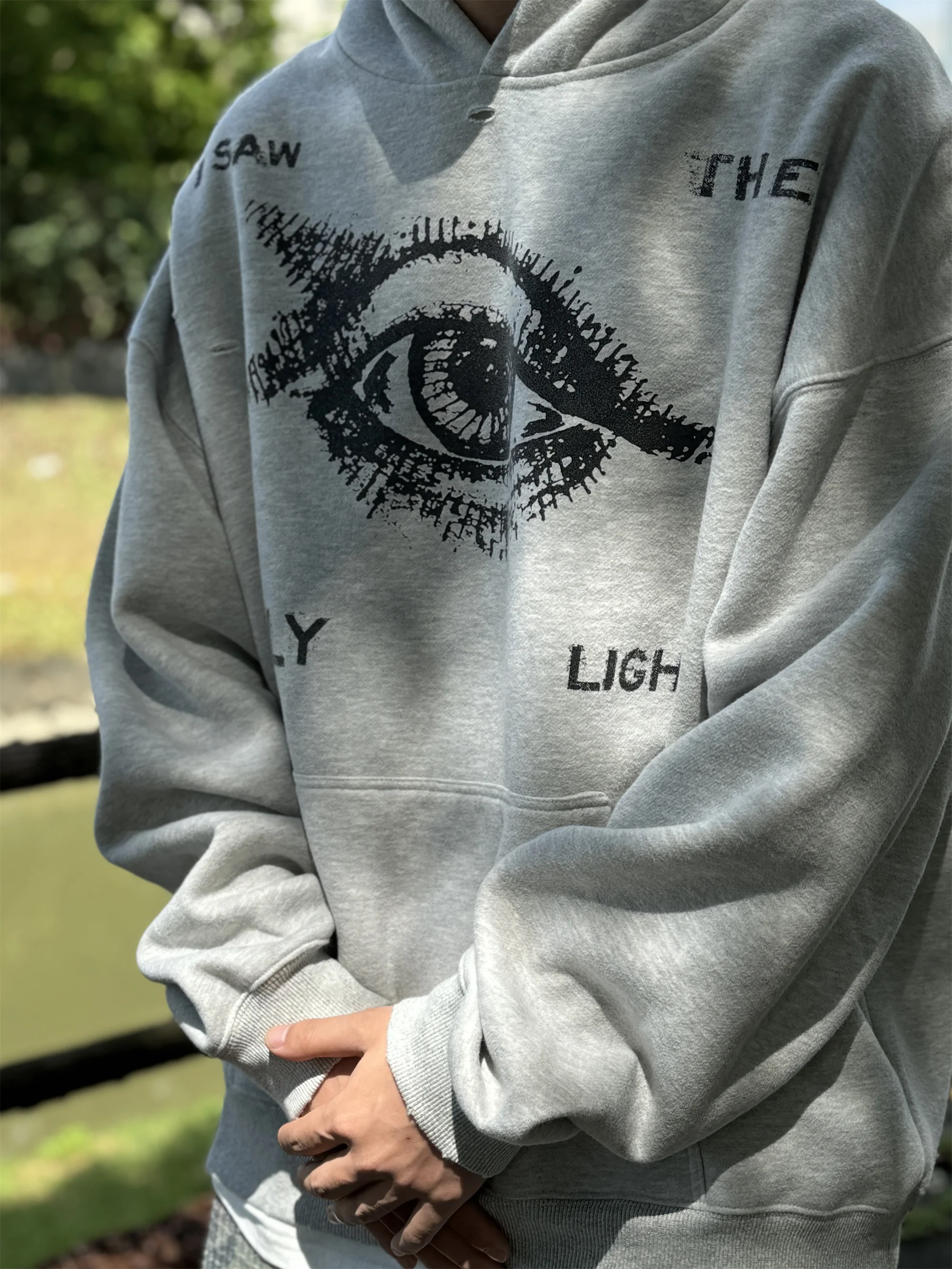 24SS винтажный стиль принт с святыми глазами качественный полный хлопок уличный