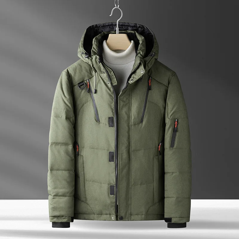 Winter Warm Men Jacket Coat Casual Autumn Stand Collar Puffer Thick Hat White Duck Parka Male Men's Winter Down Jacket With Hood