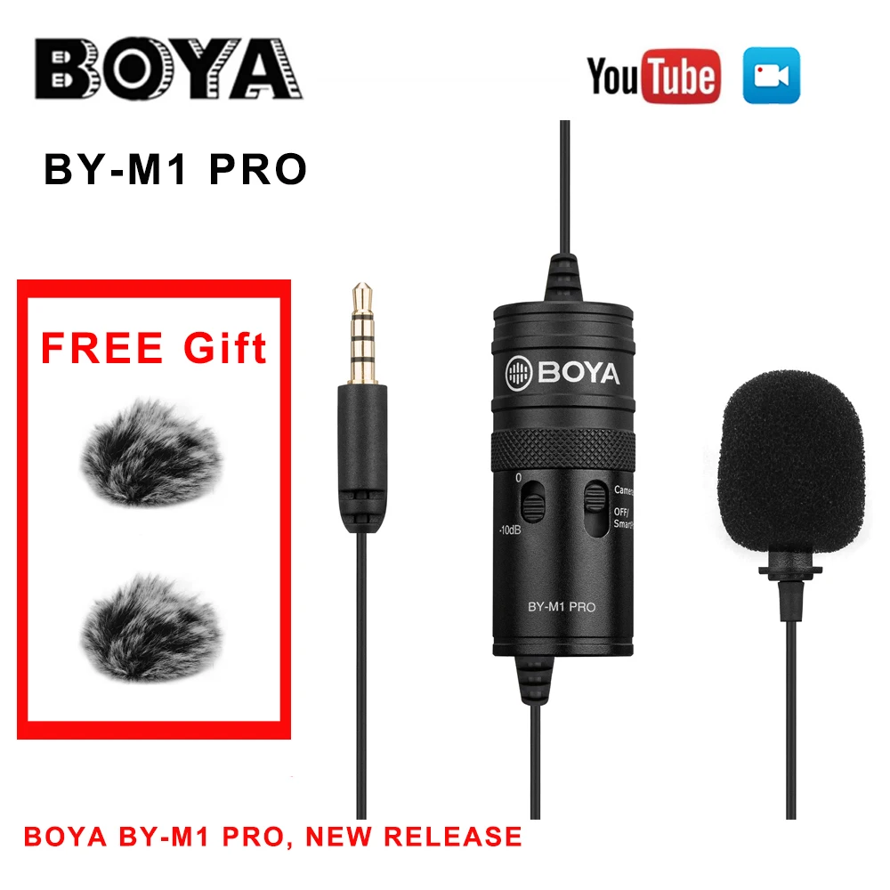 BOYA BY-M1 Pro 3 5 мм аудиозапись видео петличный микрофон с зажимом на для iPhone Mac DSLR
