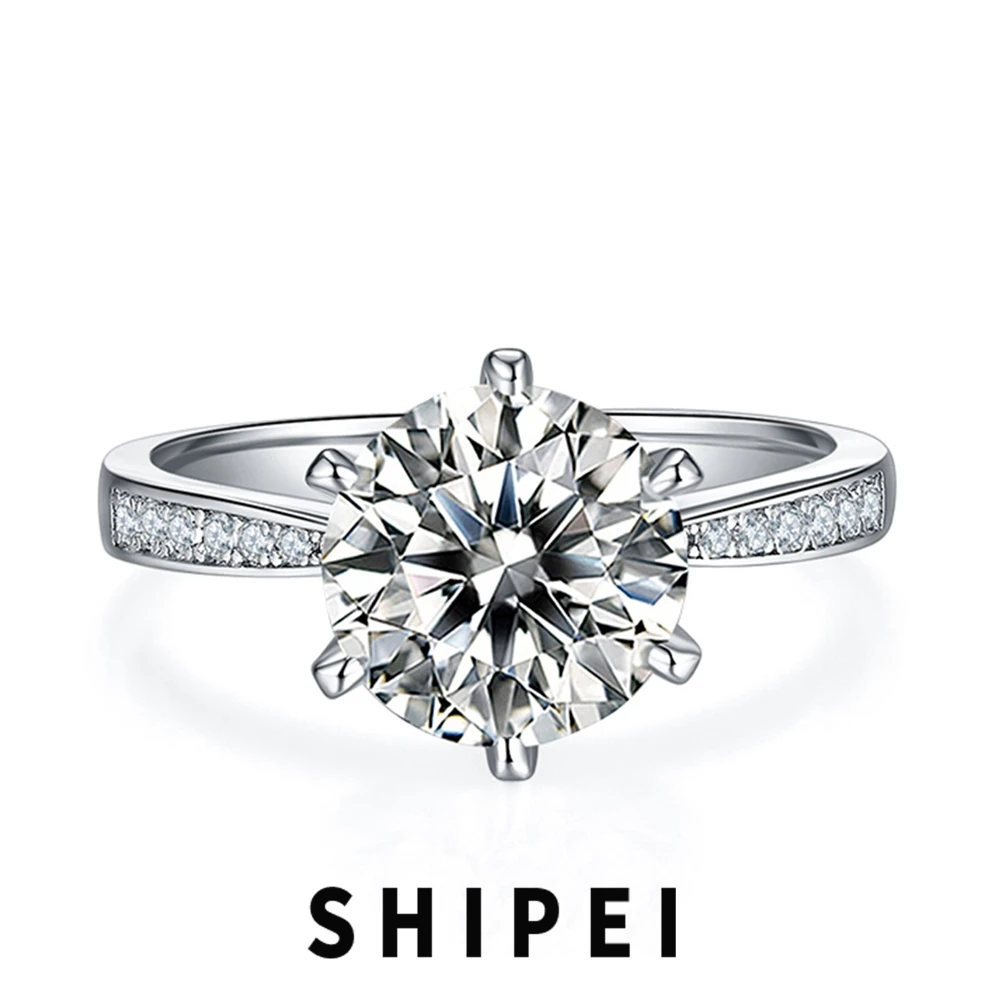 

Шипей Классический 925 Стерлинговое Серебро настоящий Муассанит VVS 3EX D Цвет 0,5-3CT бриллианты драгоценный камень обручальное кольцо ювелирные ...