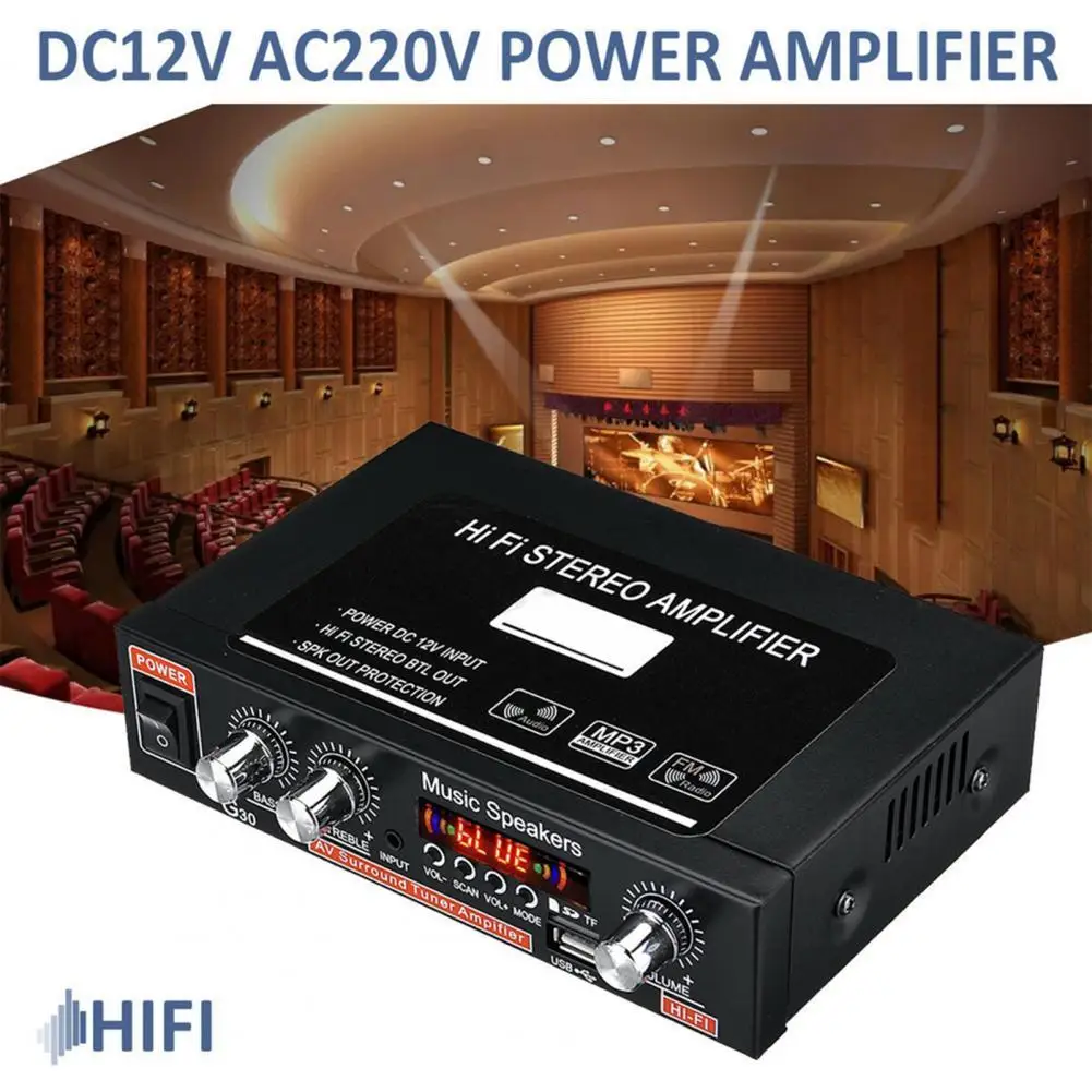 

G30 Stereo Amplifier HiFi Sound Subwoofer Convenient Two Channels Home Power Amplifier for Car
