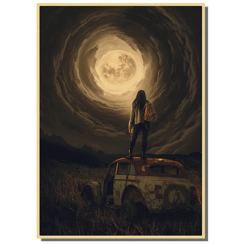 Винтажная космическая мечта астронавт и искусство крафт-бумага ретро плакаты