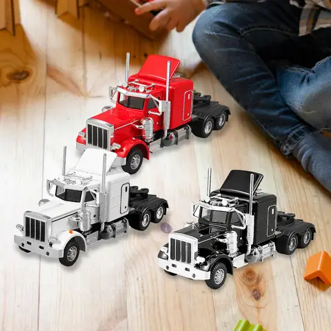 1:32 модель тяжелого грузовика из сплава, резиновые шины, обучающая литая под давлением модель грузовика, модель транспортного автомобиля для подарка на день рождения для мальчиков и детей