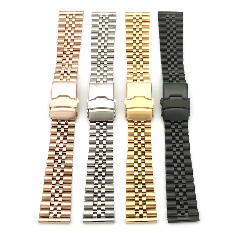 20mm 22mm Safety Buckle Stainless Steel Jubilee Solid Oyster Diving Watch Strap Fit For Water Ghost Oyster Diving Watch