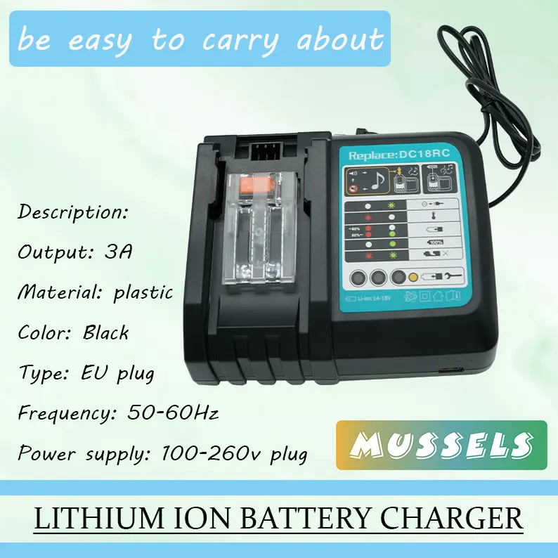 

Зарядное устройство Makita для литий-ионных аккумуляторов 18 в, 14,4 В, bl1830, bl1430, dc18rc, dc18ra, электроинструмент, зарядный ток 3a, разъем UE