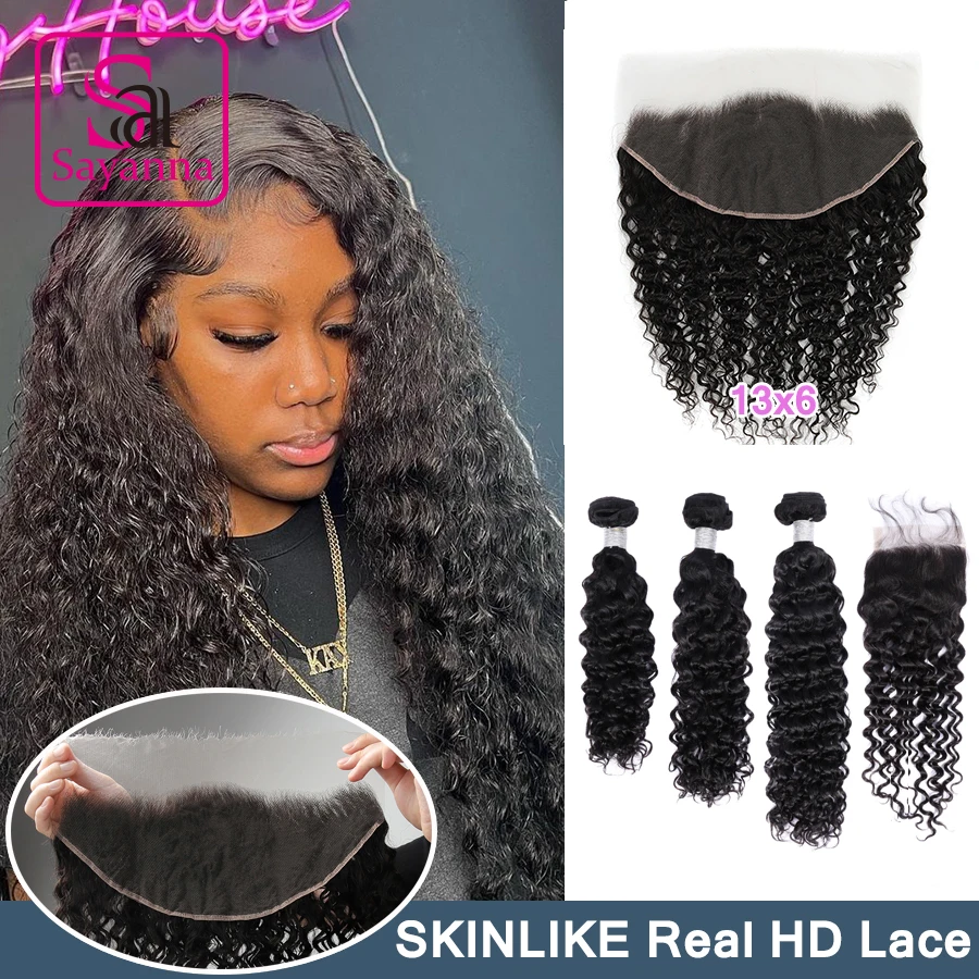 

Human Hair Bundles with HD Lace Frontal Closure 13x6/13x4/6x6/5x5 HD Lace Frontal with Curly Hair Bundles Remy Hair Extension