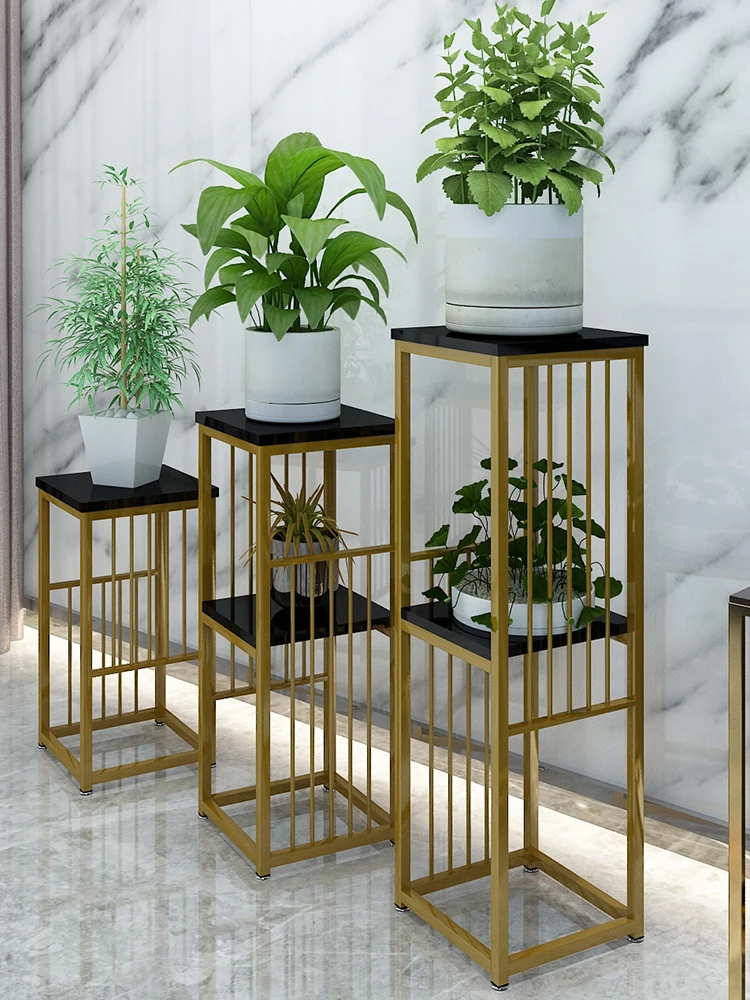 Green Radish Flower Stand with Flower Pots For Living Room Single Floor-standing Wrought Iron Luxury Shelf Golden Flower Stand