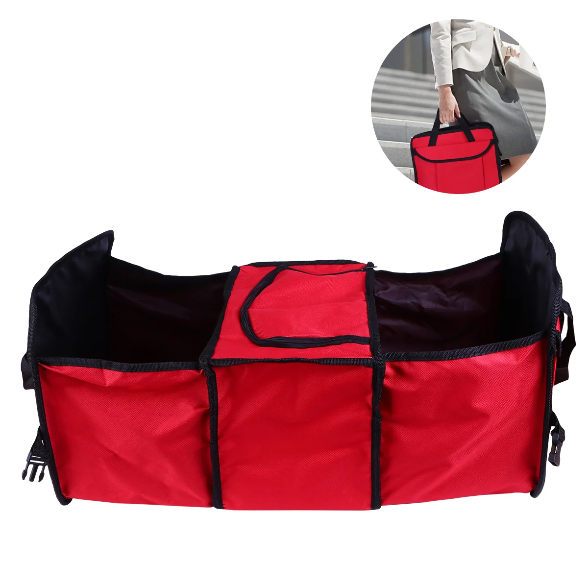 

Foldable Storage Bins Box Car Trunk Oxford Cloth Containing 58×32×28.5CM Bag Insulation Red